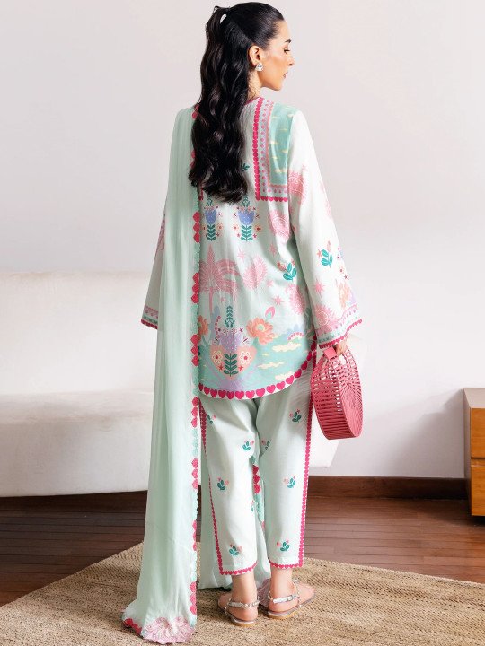 Women Floral Printed Regular Pure Cotton Kurta with Trousers &amp;amp; With Dupatta