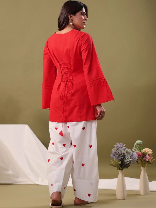 Women Ethnic Motifs Regular Pure Cotton Kurti with Palazzos