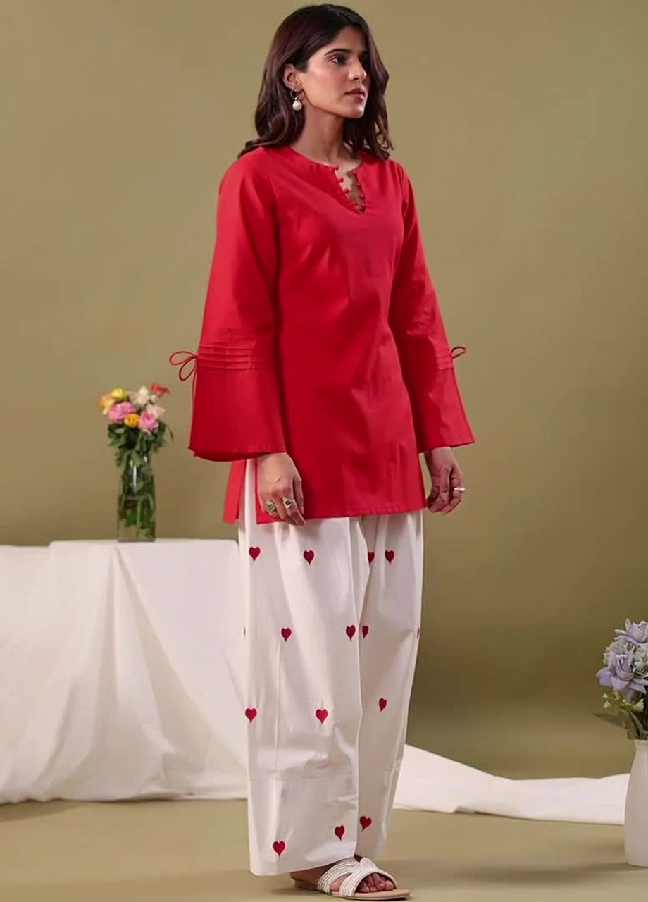 Women Ethnic Motifs Regular Pure Cotton Kurti with Palazzos