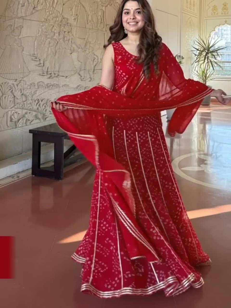 Women Leheriya Printed Regular Kurti with Sharara &amp;amp; With Dupatta