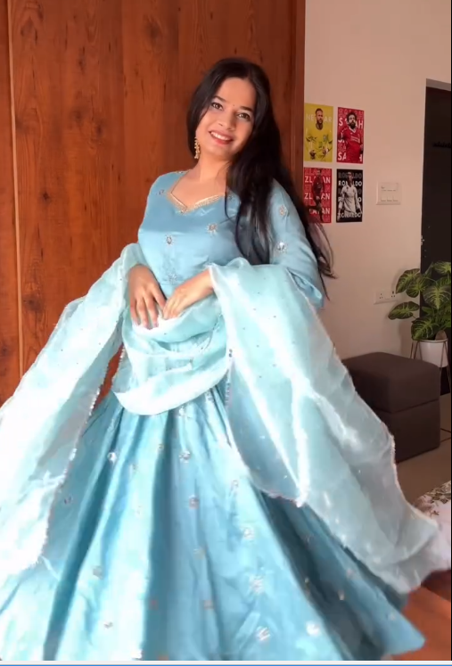 Ethnic Motifs Embroidered Anarkali Georgette Kurta With Churidar &amp;amp;amp;amp;amp;amp;amp; Dupatta