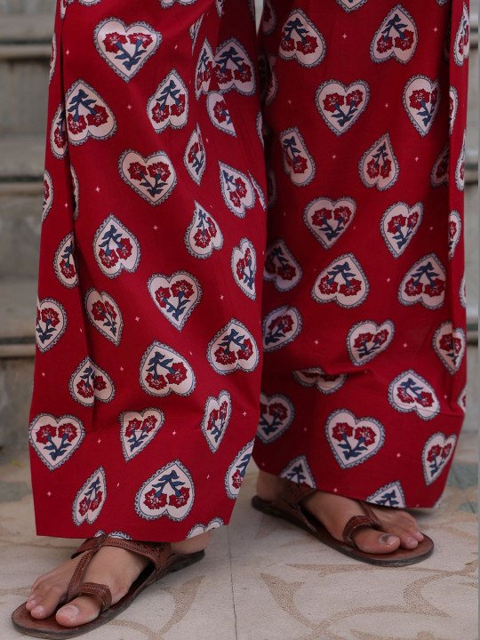 Women Pure Cotton Ethnic Motifs Self Design Kurta With Palazzos