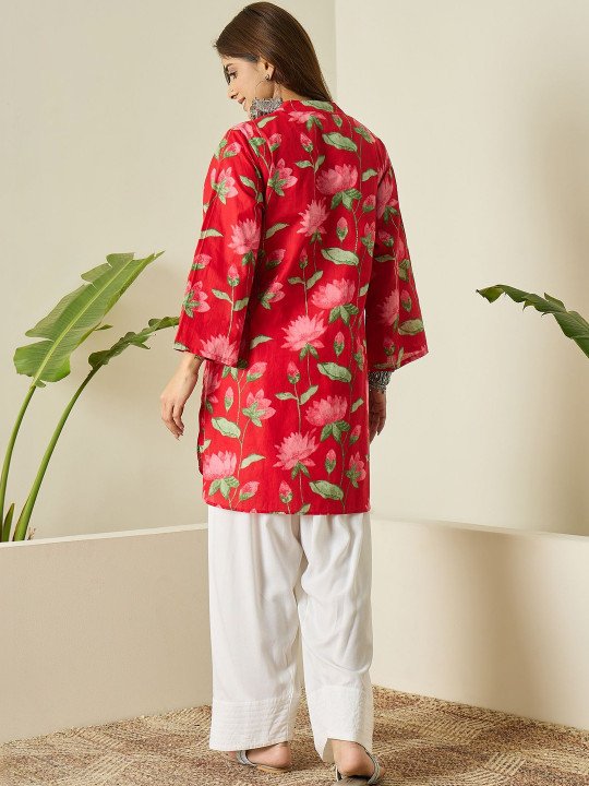 Women Floral Printed Regular Pure Cotton Kurta with Patiala