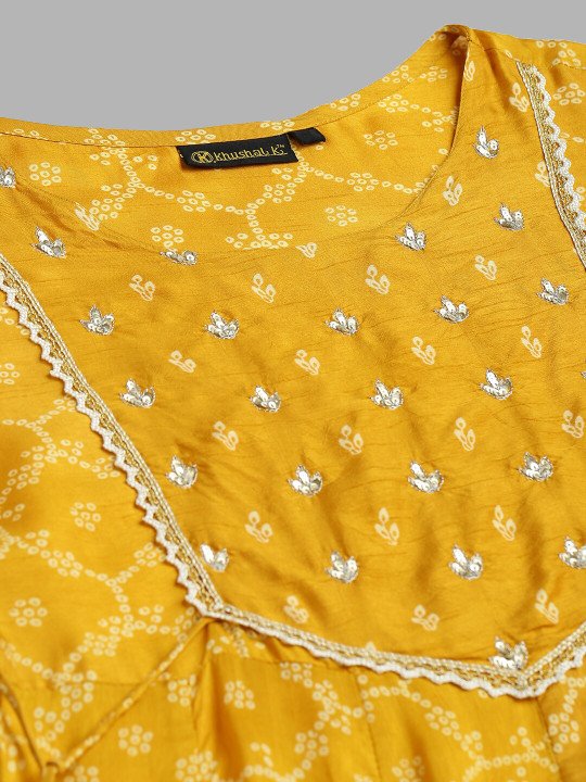 Ethnic Motifs Printed Sequinned Kurta with Palazzos &amp;amp; Dupatta