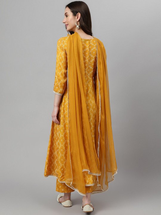 Ethnic Motifs Printed Sequinned Kurta with Palazzos &amp;amp; Dupatta