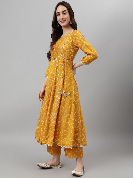 Ethnic Motifs Printed Sequinned Kurta with Palazzos &amp;amp; Dupatta