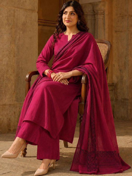 Women Ethnic Motifs Regular Kurta with Palazzos &amp;amp; With Dupatta