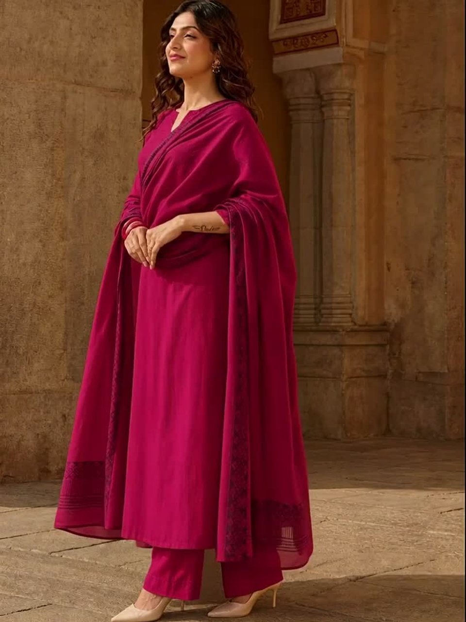 Women Ethnic Motifs Regular Kurta with Palazzos &amp;amp; With Dupatta