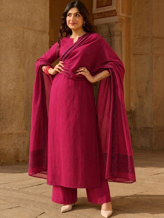 Women Ethnic Motifs Regular Kurta with Palazzos &amp;amp; With Dupatta