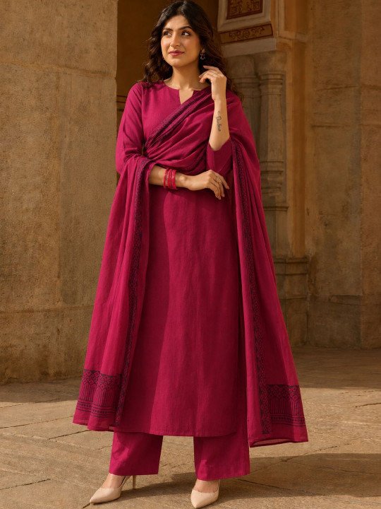 Women Ethnic Motifs Regular Kurta with Palazzos &amp;amp; With Dupatta