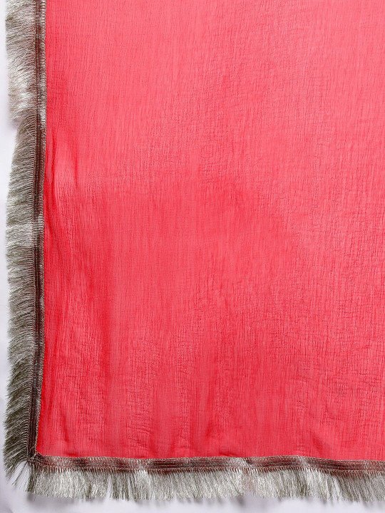 Embroidered V-Neck Kurta &amp;amp; Trousers With Dupatta