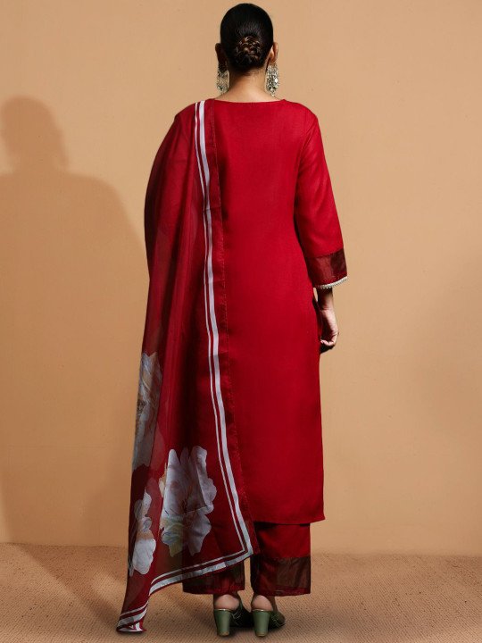 Women Floral Embroidered Kurta with Trouser &amp;amp; Dupatta