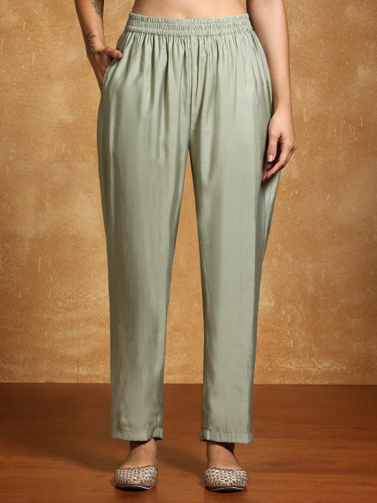 Embroidered Round Neck Kurta &amp;amp; Trousers with Dupatta Set