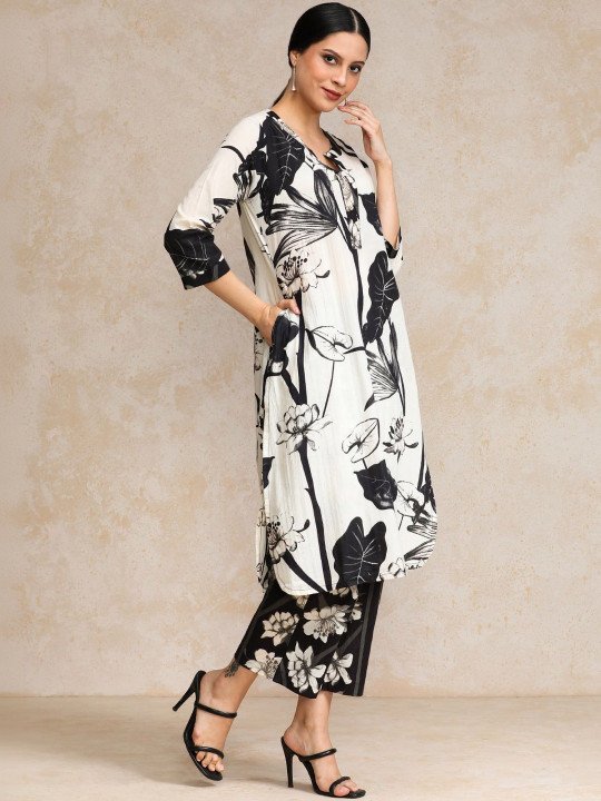 Printed Pure Cotton Round Neck Kurta Sets